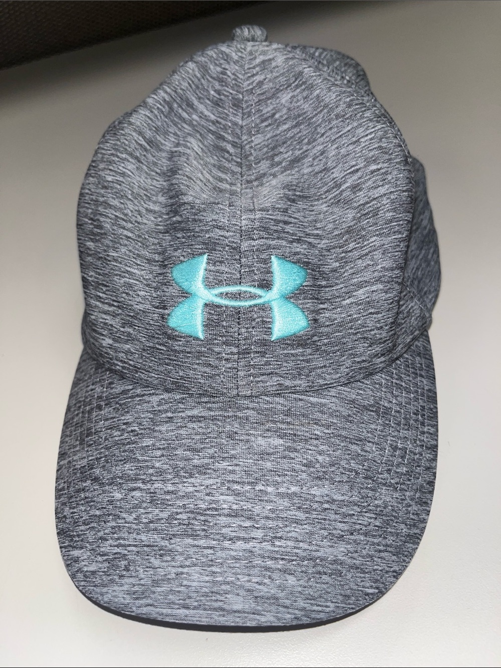 Under Armour Gray Heather Cap with Aqua Logo Accent